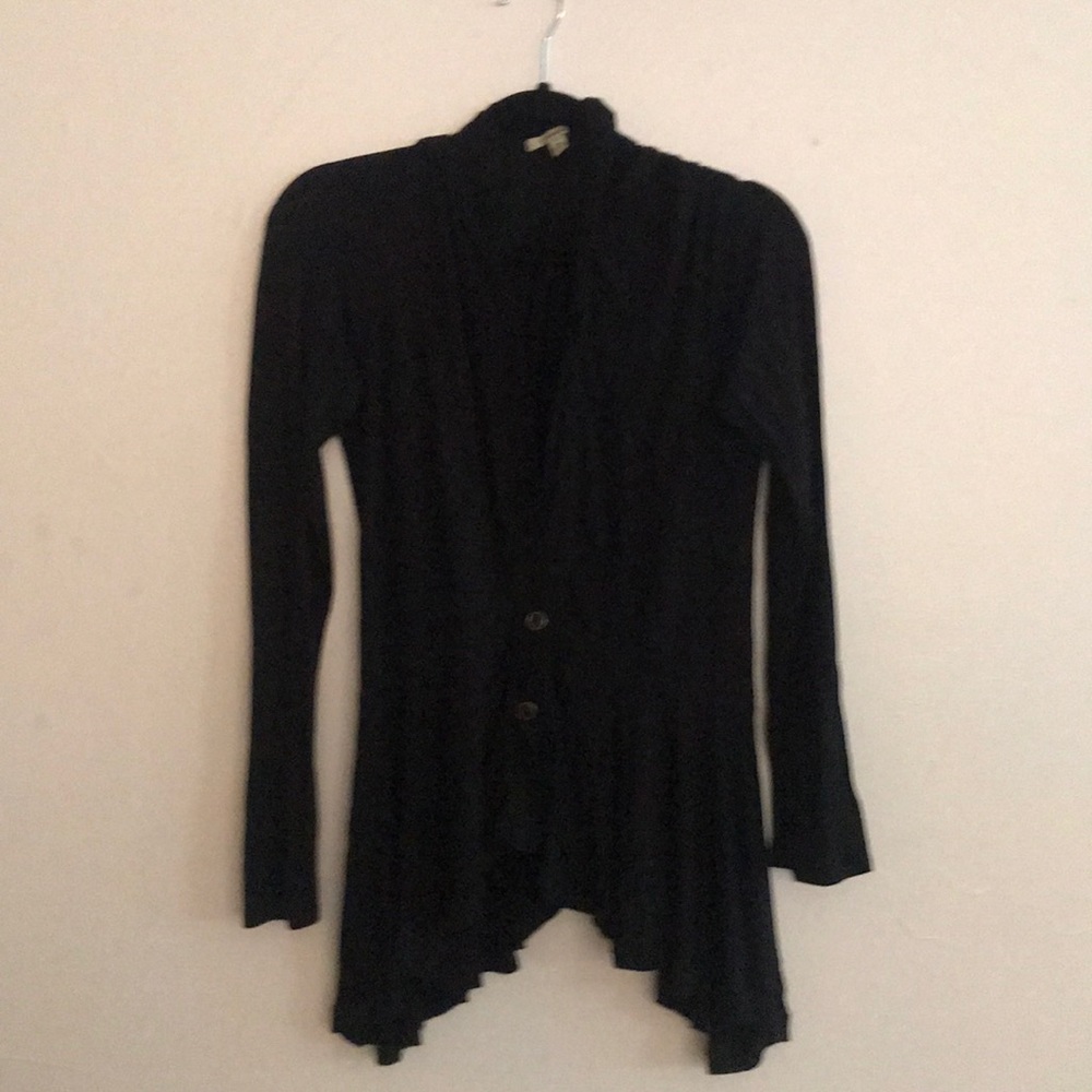 Anthropologie black basic ruffled sweater
